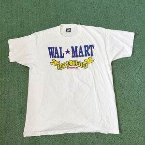 VINTAGE 1987 Walmart Super Center Pittsburg Kansas 80's Promo White T Shirt Sz X